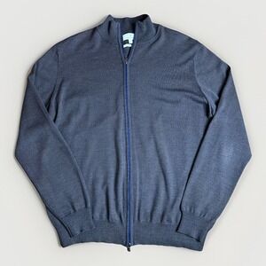 Toscano Firenze Sweater Mens XL Brown* Full Double Zip 100% Merino Wool Italy